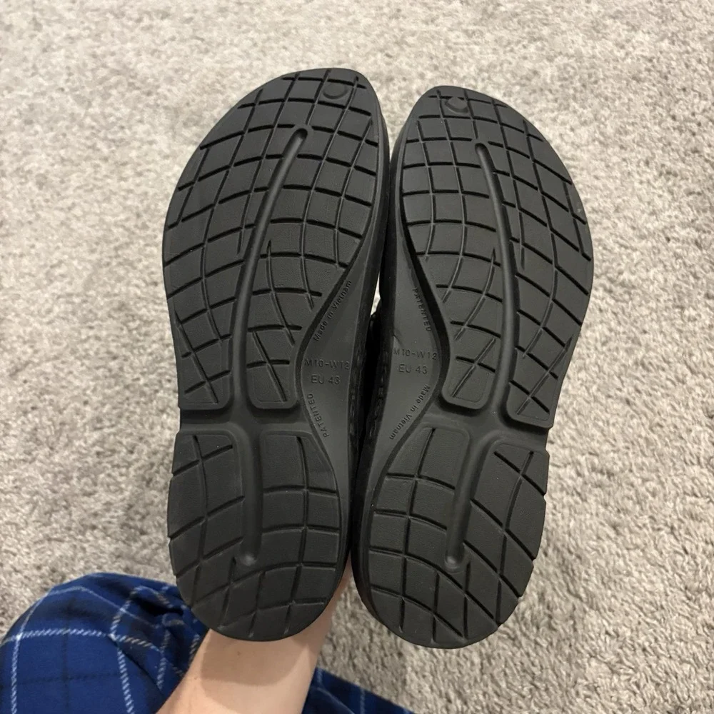 Oofos Oocandoo Black Royal Recovery Sandals Men's Size 10 Adjustable Strap NICE